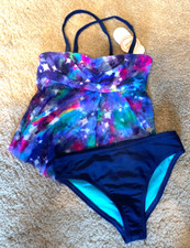 NWT Girls WONDER NATION 2 Piece Blue Multi-color Swimsuit Size XS 4-5