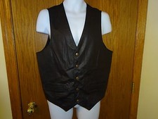 MEN'S WILSONS BLACK LEATHER MOTORCYCLE VEST SIZE MED