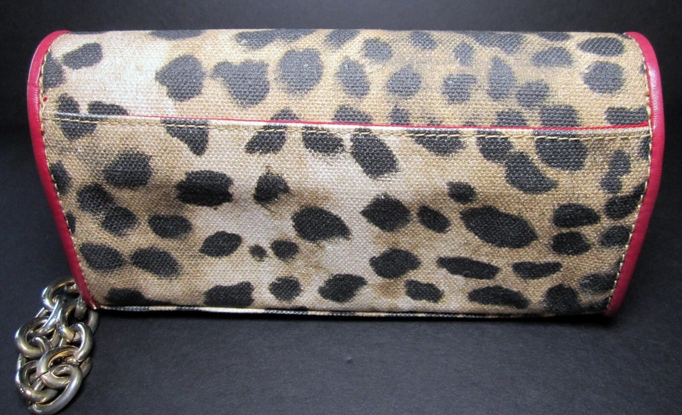 Cartera sin asas de hombro Leopardo Guepardo Nueve Oeste gruesa cadena dorada detalles rojos Foto 4 de 4