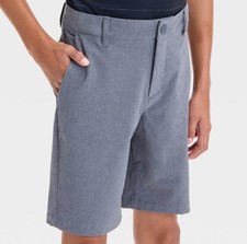 NWT All in Motion sz 8 Boys Golf Shorts Heather Blue Gray Adjustable Waist AC13
