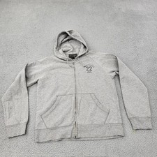 Abercrombie  Fitch Hoodie Mens Small Gray Heather Graphic Full Zip Pockets