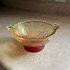Vintage Jeanette Glass Amberina Iris and Herringbone 6" Candy Serving Bowl