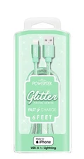 Liquipel Powertek Glitter Fast Charge 6 Ft USB-A For iPhone Green