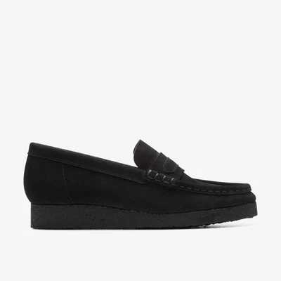 CLARKS ORIGINALS Clarks Womens Wallabee Loafer Black Suede Loafers,Wallabee Suede Casual