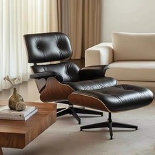 Pro Tall Lounge Chair mit Ottoman Echter Leder Sessel Fu&szlig;hocker Relaxsessel