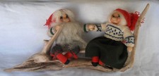 Nisser & Dverger Made in Norway Gnome Elf Figures on Driftwood Santa Mrs Claus