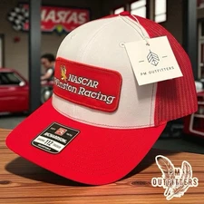 Nascar Winston Racing Retro Embroidered Patch on Richardson 112 Red & White Hat