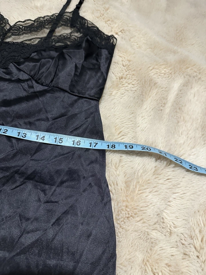 Lencería de encaje negra vintage años 90 Slipperfection Slip para mujer talla 40 hecha en EE. UU. Foto 3 de 4