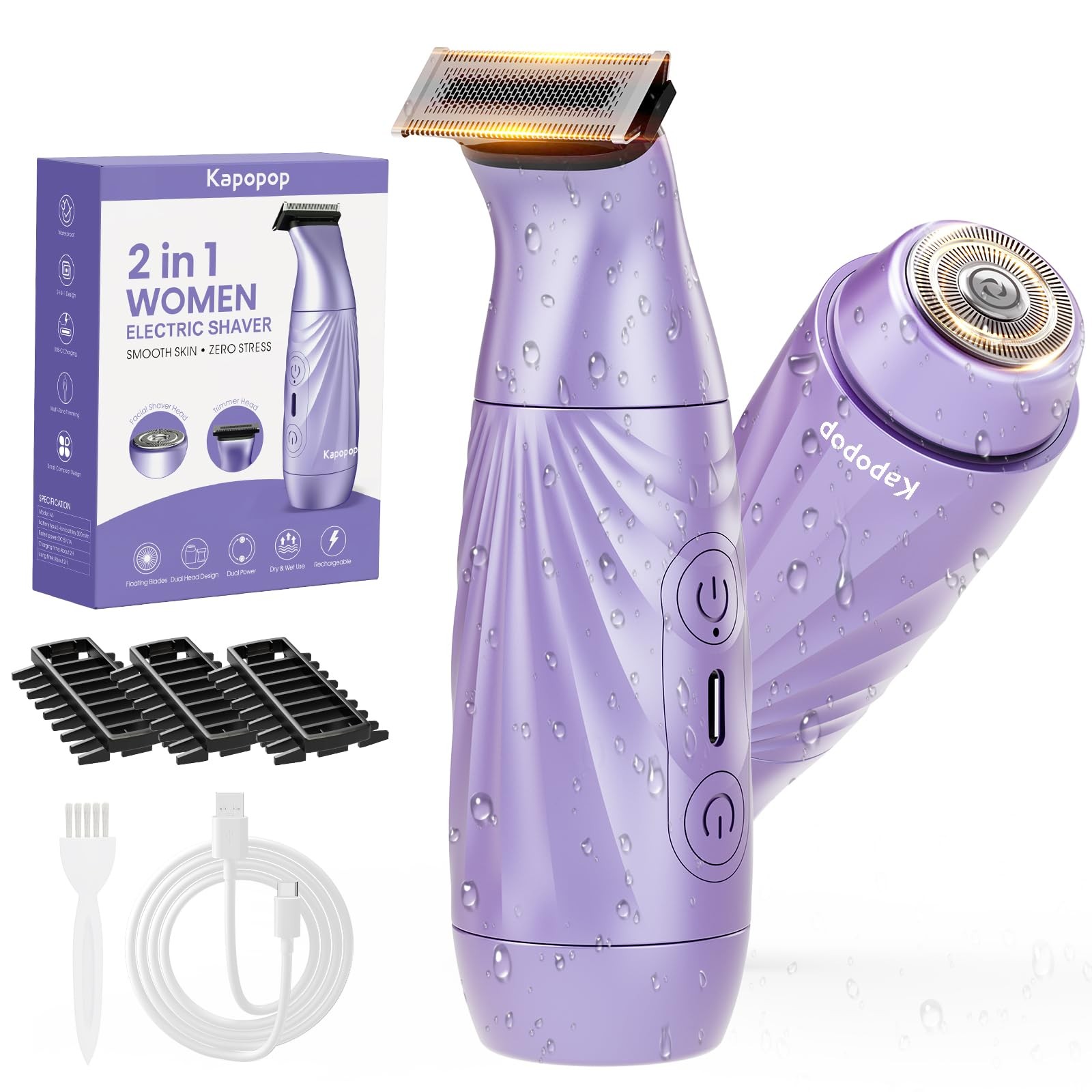 Dual Head Bikini Trimmer For Women Ipx7 Waterproo
