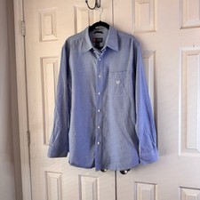 Chaps Men’s Light Blue Casual Button-Down Shirt Long Sleeve Size Large