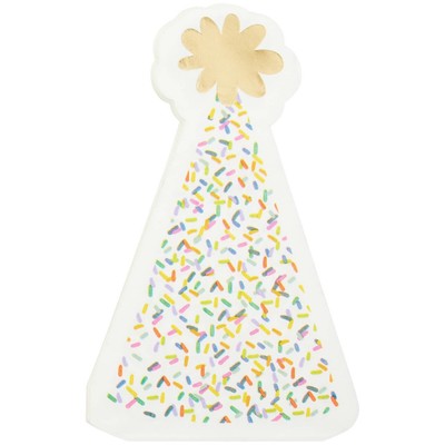 C.R. Gibson - Sprinkle Birthday Party Hat Shaped Lunch Napkin, 20 ct - TW7-25509
