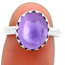 Natural Amethyst Cab - Brazil 925 Sterling Silver Ring s.7.5 Jewelry R-1210