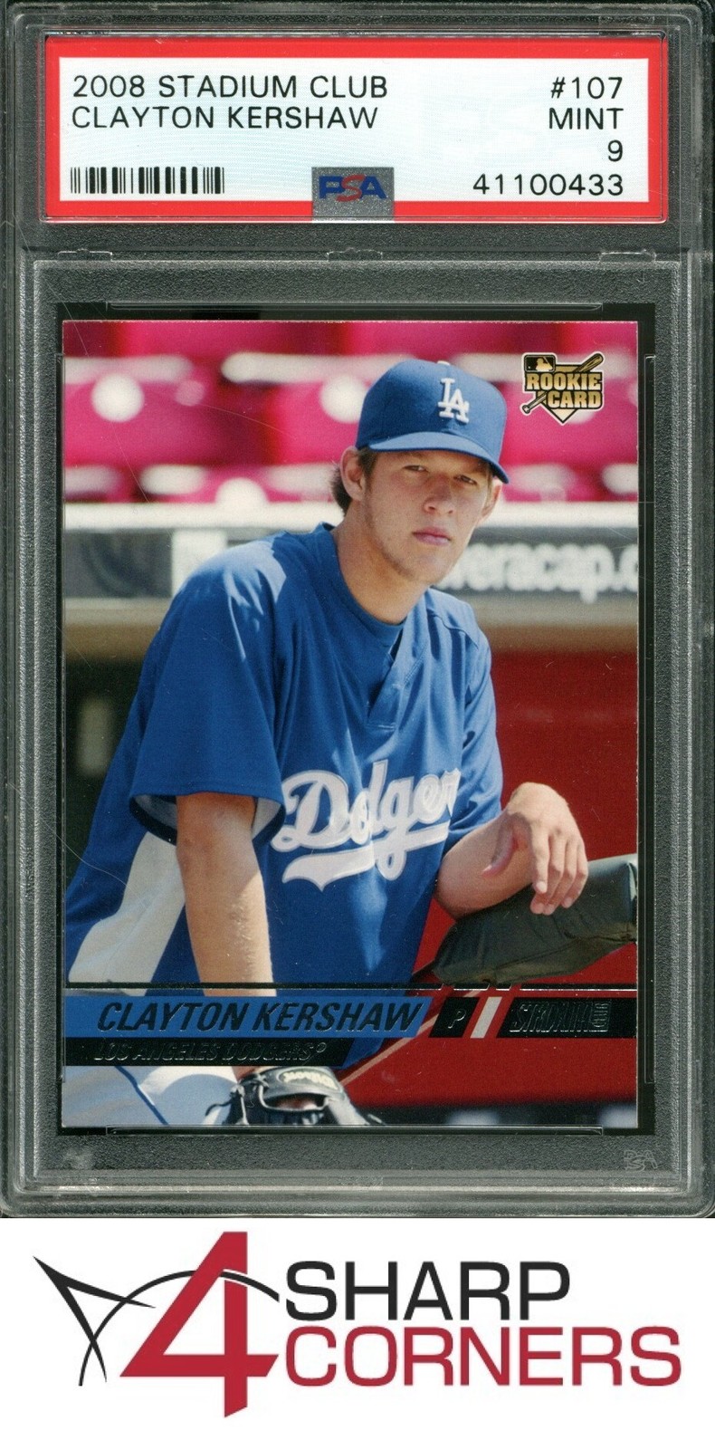 2008 STADIUM CLUB #107 CLAYTON KERSHAW RC DODGERS PSA 9