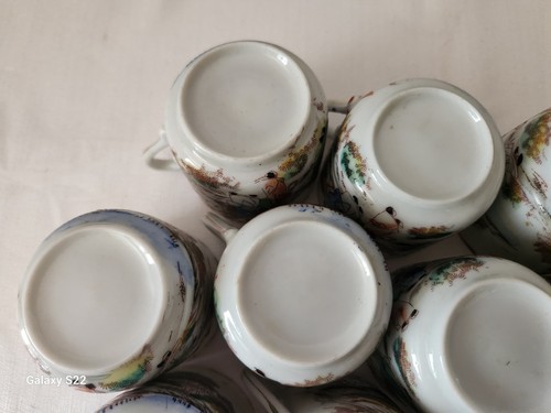 Vintage Japanese Porcelain Hand Painted Geisha Girl Set Of 10 tea cups & saucers - Picture 20 of 23