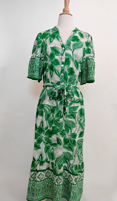 half maxi dress Slit Printed V-Neck Half Sleeve Maxi Dress