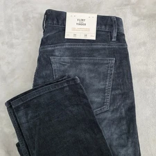 Flint and Tinder Slim Fit Corduroy Pants Mens 34x32 Charcoal Gray New