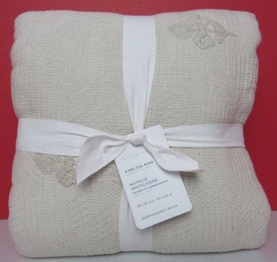 Pottery Barn Natalie Embroidered Coverlet, King/Cal.King 105'' x 92'' Neutral NWT