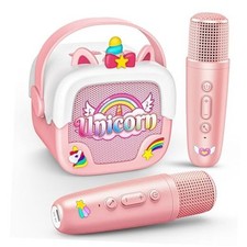 Mini Karaoke Machine for Kids Girls: Unicorn Portable Bluetooth Speakers Pink