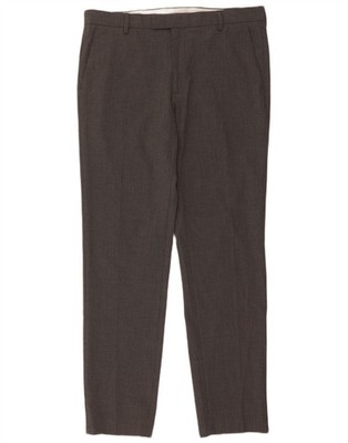 Marks & Spencer Mens Slim Suit Trousers W36 L33 Grey AC04