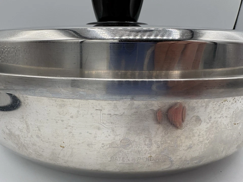 Многоядерная сковорода для жарки Lustre Craft 5 слоев нержавеющая сталь 10 1/2 дюйма сделано в США - Изображение 3 из 4