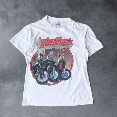 Vintage 80s Judas Priest T-shirt Turbo Tour Band Tee Rock White Mens Large