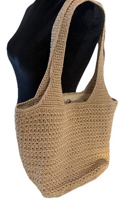 The Sak Crochet Tote Bag Beige Tan Shoulder Bag Boho Hand Crocheted Purse