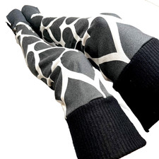 Heart Fleece Leg Warmers Black White Thigh Highs Ribbed Sweater Socks Leggings