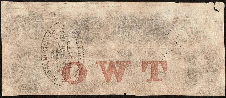 1861 $2 BILL No. 63 SOUTH CAROLINA BANK NOTE LARGE OLD PAPER MONEY CIVIL WAR - Image 2 of 3