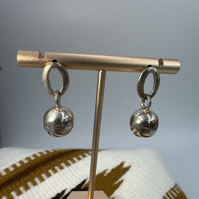 HOB Mexico Sterling Silver 925 1'' Pierced Earrings With Balls 6.7g