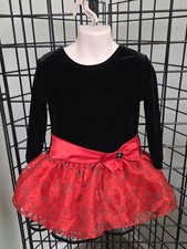 Bonnie Jean Girls Black Velvet  Red Floral Tulle Party Holiday Dress Size 3T