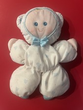 Vintage Fisher Price Slumber Babies Baby Doll White Blue Boy Blonde Plush 1989
