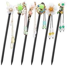 WILLBOND 6 Pcs Hair Sticks for Women Wooden Chinese as pictures show 