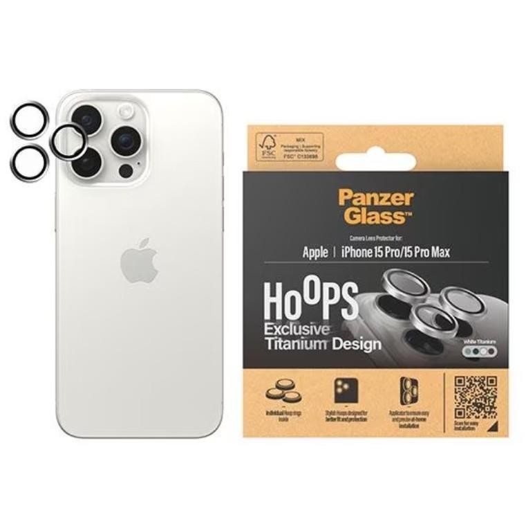 PanzerGlass Hoops Camera Lens Protector iPhone 15 Pro/15 Pro Max White Titanium