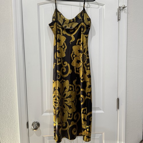 Natori PRIVATE LUXURIES schwarz & gold Blumen Schlupfkleid verstellbare Träger Gr. Small - Bild 2 von 6