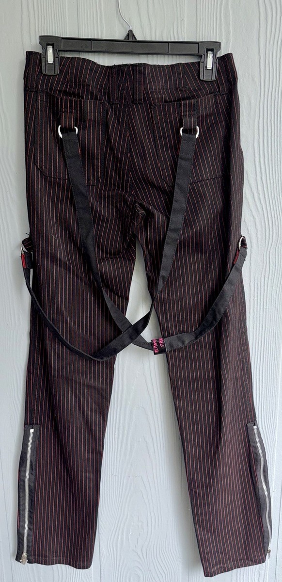 TRIPP NYC BONDAGE PANTS, HOT TOPIC, 2004, STRAPS, ZIPPERS, JR. SZ
