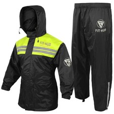 Rain Suit Waterproof Jacket Trouser MOTORBIKE Black Rain Coat Hiking Adventure