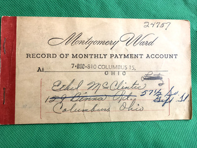 Montgomery Ward Record of Monthly Payment Account 1949-50 Columbus OH