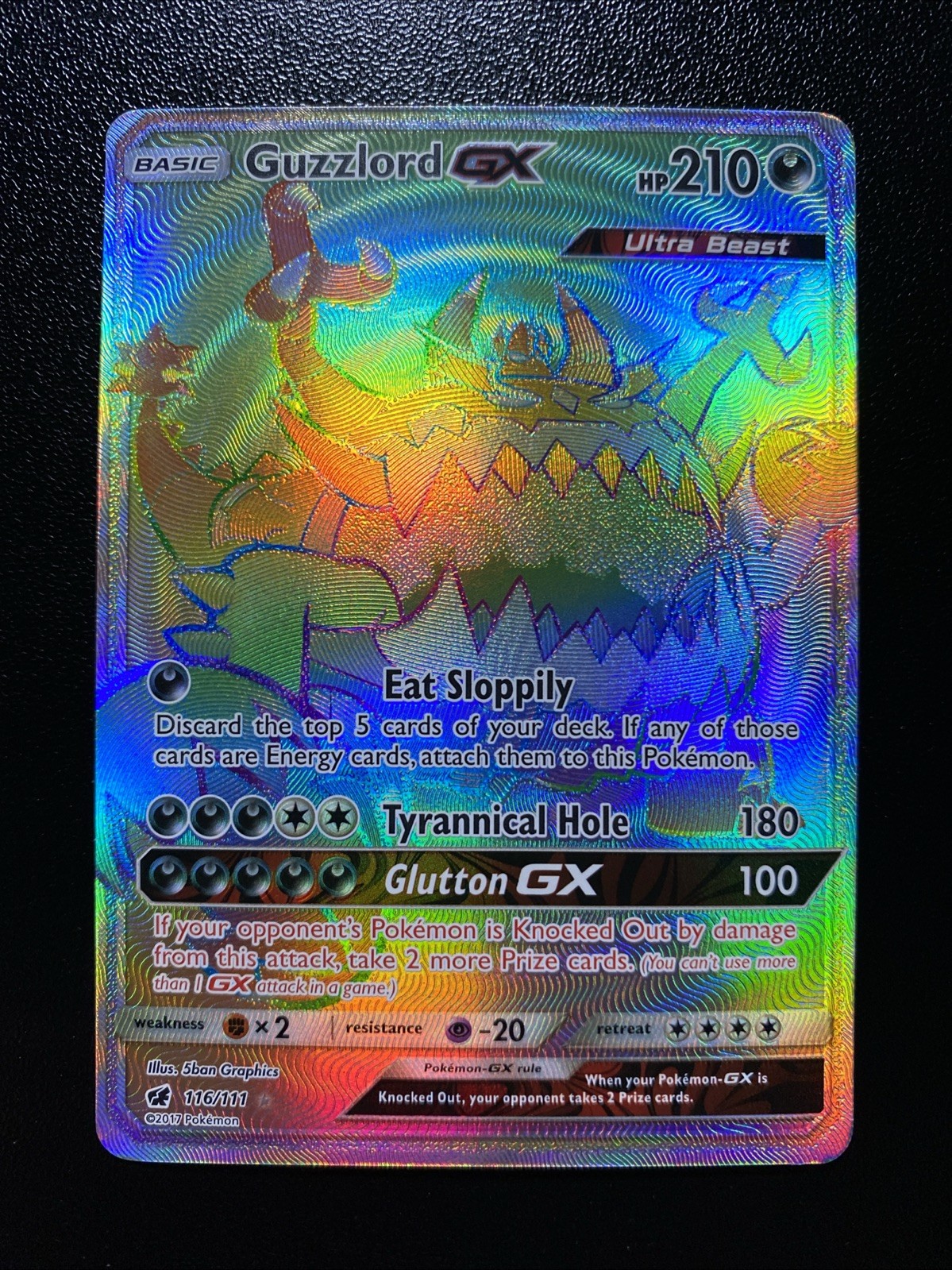 Guzzlord GX (Secret) 116/111 Secret Rare Holo NM Pokemon SM - Crimson Invasion