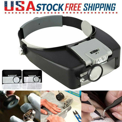 Jewelers Head Headband Magnifier LED Illuminated Visor Magnifying Glasses