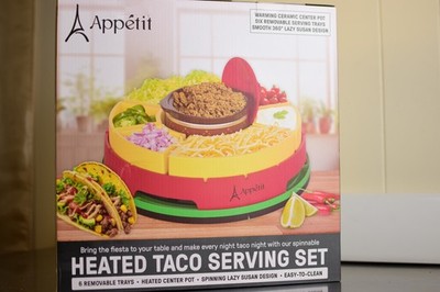 Appétit Heated Taco Serving Set with Ceramic Center Pot