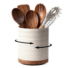 Utensil Holder, 360&deg; Rotating Extra Large Ceramic Kitchen Utensil Holder for ...