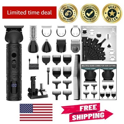 All-in-One Beard Trimmer: 7-in-1 Grooming Kit with Powerful Motor & LED Display