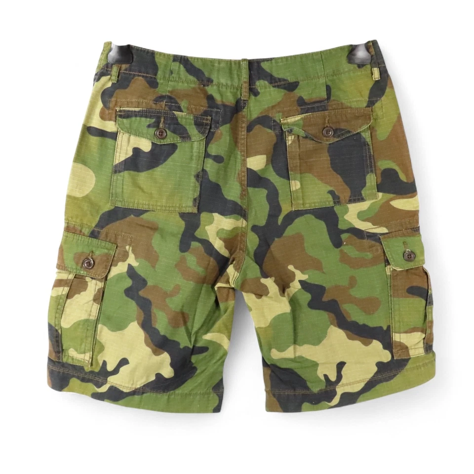 VTG Y2K Arizona Jeans CAMO CARGO SHORTS Ripstop Canvas GREEN/BROWN Camouflage 34 - Image 4 of 4