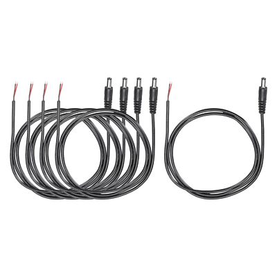 5pcs DC Power Pigtails Cable 5.5mm x 2.5mm Male Barrel Plug Connector to Bare...