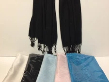 Women Soft PASHMINA SILK Classic  Shawl  Scarf Stole WRAP Black