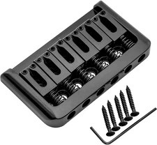 Black Hard Tail Fixed Guitar Bridge, Hipshot Style String Through Body 52.5mm