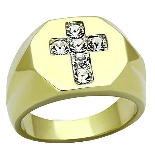 Crystal Stainless Steel Religious Rings for Men