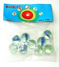 Generic Dime Store Bag of Cats Eye Glass Marbles 1970s NOS New in Bag MIP Taiwan