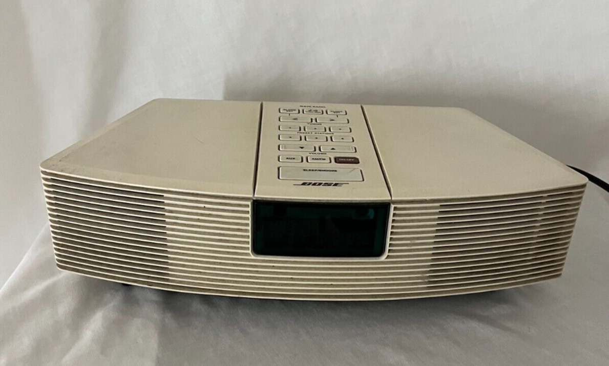 Bose Wave Radio AM/FM Stereo Alarm Clock AWR113 White Tested Works No
