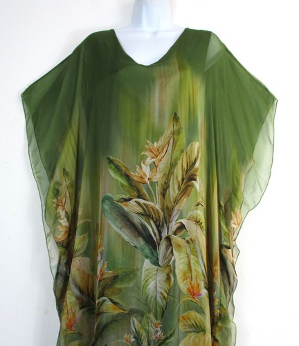 Ladies Lagenlook 100% Silk Floral KaftanStyle Lined Summer Dress OneSize:Regular - Bild 22 von 43